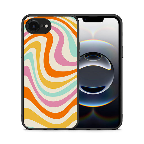 Θήκη iPhone 16e Colourful Waves από τη Smartfits με σχέδιο στο πίσω μέρος και μαύρο περίβλημα | iPhone 16e Colourful Waves case with colorful back and black bezels