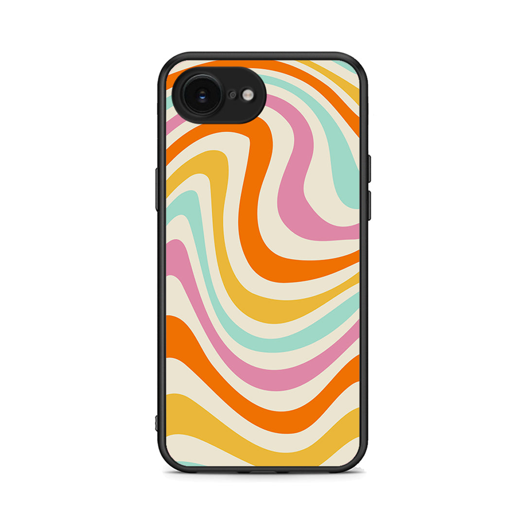 iPhone 16e Colourful Waves θήκη από τη Smartfits με σχέδιο στο πίσω μέρος και μαύρο περίβλημα | Smartphone case with colorful back and black bezels by Smartfits