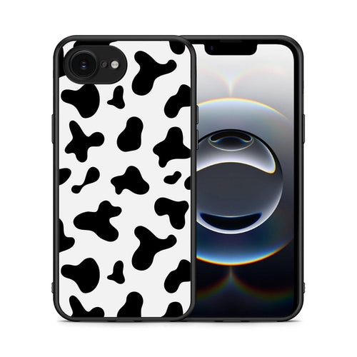 Θήκη iPhone 16e Cow Print από τη Smartfits με σχέδιο στο πίσω μέρος και μαύρο περίβλημα | iPhone 16e Cow Print case with colorful back and black bezels