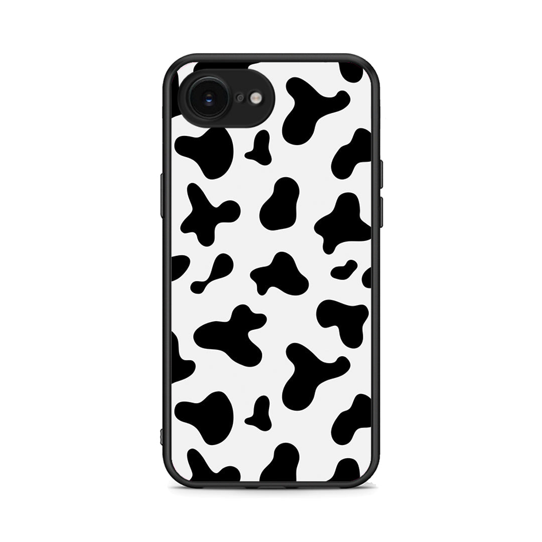 iPhone 16e Cow Print θήκη από τη Smartfits με σχέδιο στο πίσω μέρος και μαύρο περίβλημα | Smartphone case with colorful back and black bezels by Smartfits