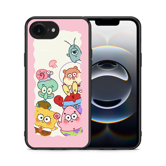 Θήκη iPhone 16e Cute Companion από τη Smartfits με σχέδιο στο πίσω μέρος και μαύρο περίβλημα | iPhone 16e Cute Companion case with colorful back and black bezels
