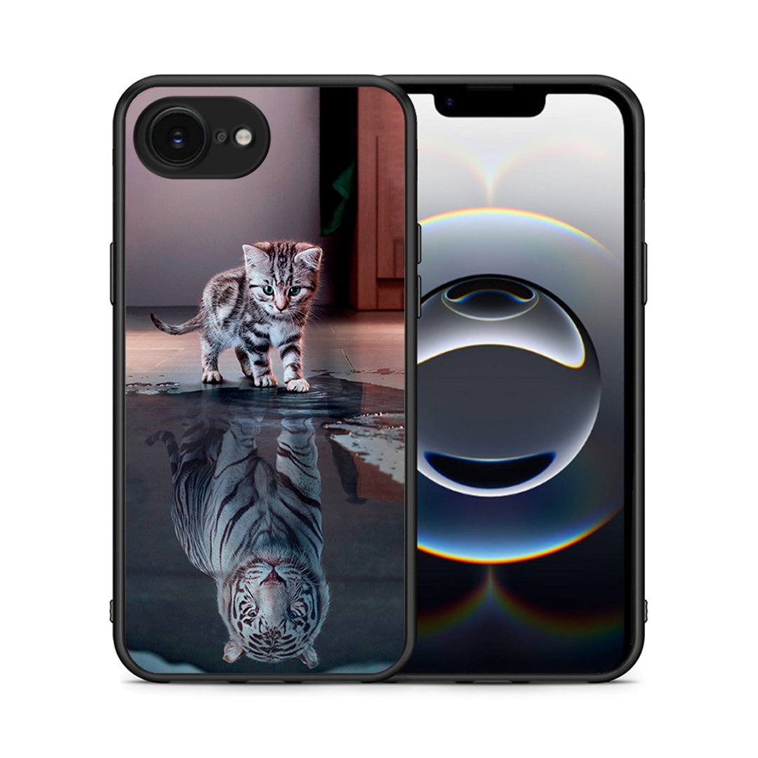 Θήκη iPhone 16e Tiger Cute από τη Smartfits με σχέδιο στο πίσω μέρος και μαύρο περίβλημα | iPhone 16e Tiger Cute case with colorful back and black bezels