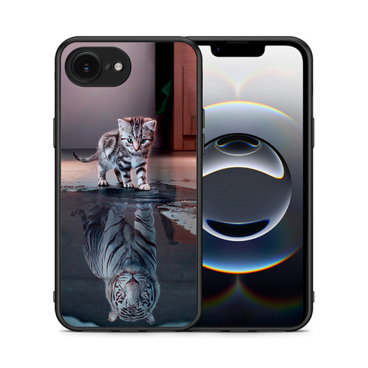Θήκη iPhone 16e Tiger Cute από τη Smartfits με σχέδιο στο πίσω μέρος και μαύρο περίβλημα | iPhone 16e Tiger Cute case with colorful back and black bezels
