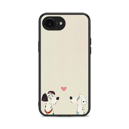iPhone 16e Dalmatians Love θήκη από τη Smartfits με σχέδιο στο πίσω μέρος και μαύρο περίβλημα | Smartphone case with colorful back and black bezels by Smartfits