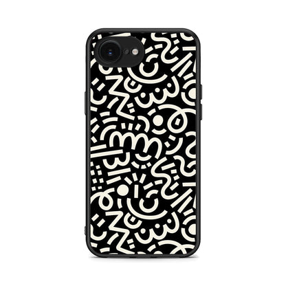 iPhone 16e Doodle Art Θήκη από τη Smartfits με σχέδιο στο πίσω μέρος και μαύρο περίβλημα | Smartphone case with colorful back and black bezels by Smartfits