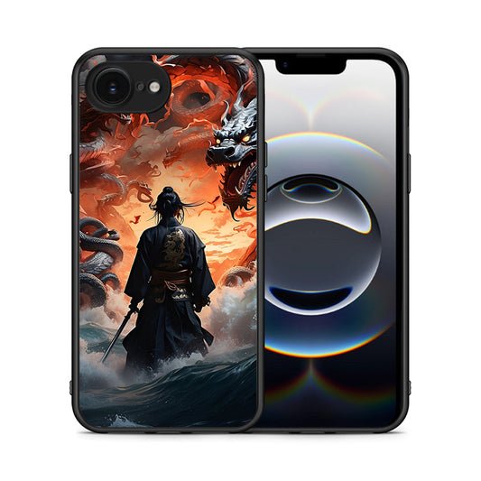 Θήκη iPhone 16e Dragons Fight από τη Smartfits με σχέδιο στο πίσω μέρος και μαύρο περίβλημα | iPhone 16e Dragons Fight case with colorful back and black bezels