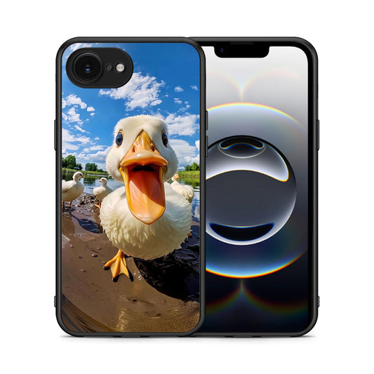 Θήκη iPhone 16e Duck Face από τη Smartfits με σχέδιο στο πίσω μέρος και μαύρο περίβλημα | iPhone 16e Duck Face case with colorful back and black bezels