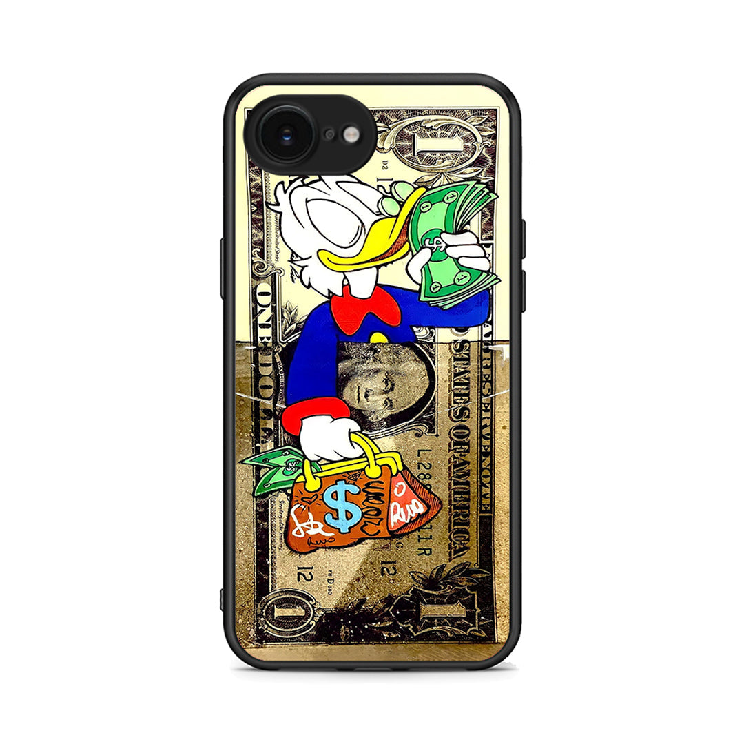 iPhone 16e Duck Money Θήκη από τη Smartfits με σχέδιο στο πίσω μέρος και μαύρο περίβλημα | Smartphone case with colorful back and black bezels by Smartfits