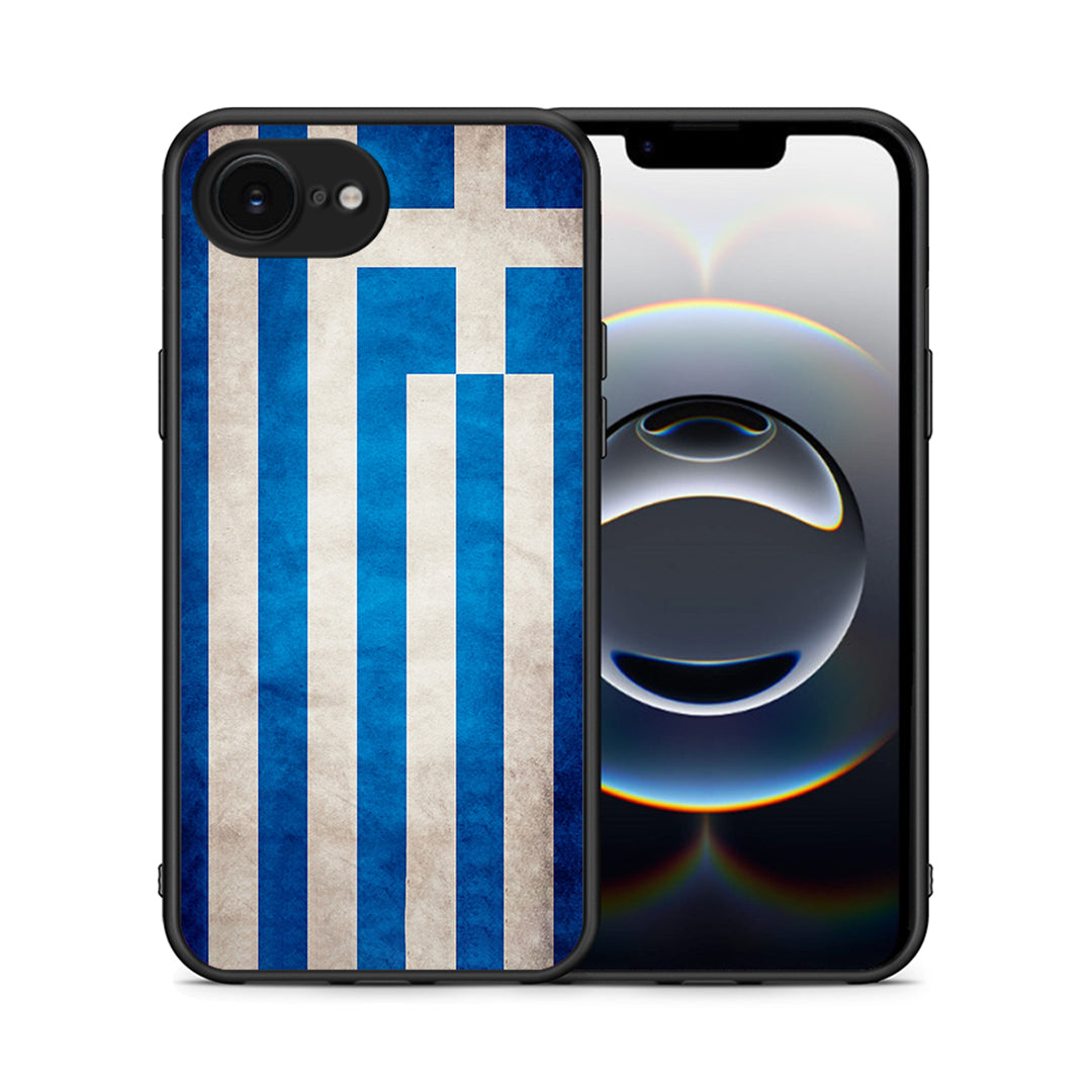 Θήκη iPhone 16e Greek Flag από τη Smartfits με σχέδιο στο πίσω μέρος και μαύρο περίβλημα | iPhone 16e Greek Flag case with colorful back and black bezels