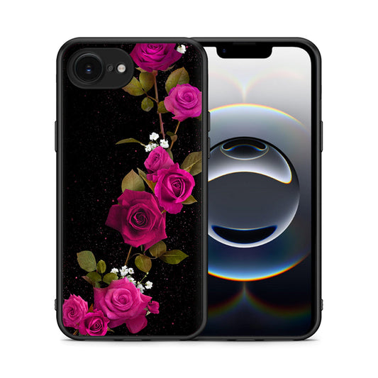 Θήκη iPhone 16e Red Roses Flower από τη Smartfits με σχέδιο στο πίσω μέρος και μαύρο περίβλημα | iPhone 16e Red Roses Flower case with colorful back and black bezels