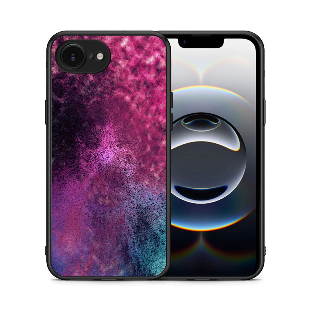 Θήκη iPhone 16e Aurora Galaxy από τη Smartfits με σχέδιο στο πίσω μέρος και μαύρο περίβλημα | iPhone 16e Aurora Galaxy case with colorful back and black bezels