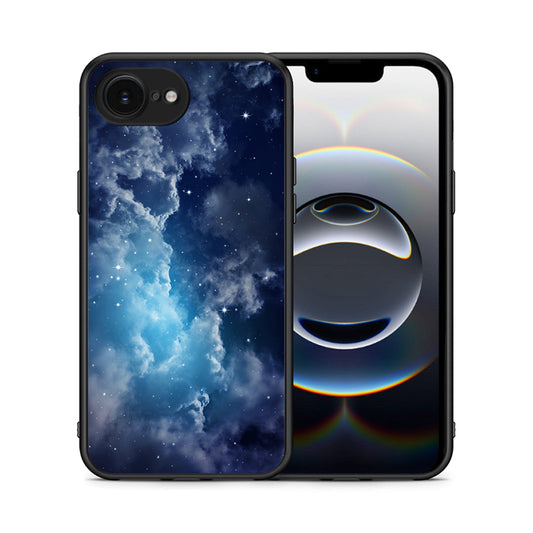 Θήκη iPhone 16e Blue Sky Galaxy από τη Smartfits με σχέδιο στο πίσω μέρος και μαύρο περίβλημα | iPhone 16e Blue Sky Galaxy case with colorful back and black bezels