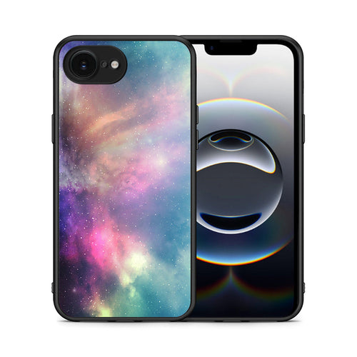 Θήκη iPhone 16e Rainbow Galaxy από τη Smartfits με σχέδιο στο πίσω μέρος και μαύρο περίβλημα | iPhone 16e Rainbow Galaxy case with colorful back and black bezels