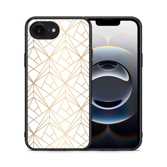Θήκη iPhone 16e Luxury White Geometric από τη Smartfits με σχέδιο στο πίσω μέρος και μαύρο περίβλημα | iPhone 16e Luxury White Geometric case with colorful back and black bezels