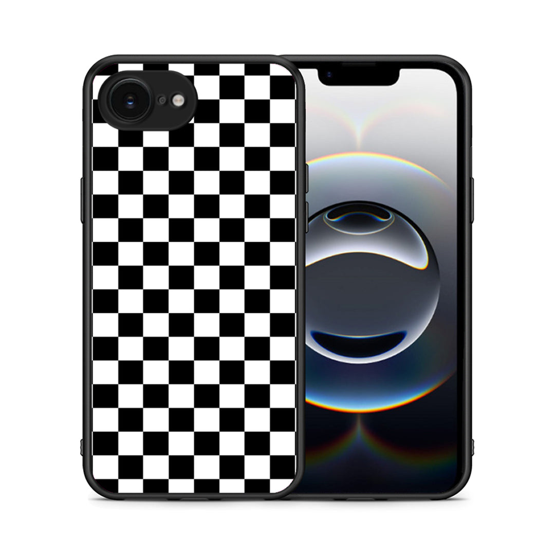 Θήκη iPhone 16e Squares Geometric από τη Smartfits με σχέδιο στο πίσω μέρος και μαύρο περίβλημα | iPhone 16e Squares Geometric case with colorful back and black bezels