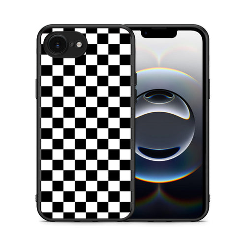 Θήκη iPhone 16e Squares Geometric από τη Smartfits με σχέδιο στο πίσω μέρος και μαύρο περίβλημα | iPhone 16e Squares Geometric case with colorful back and black bezels