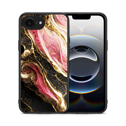 Θήκη iPhone 16e Glamorous Pink Marble από τη Smartfits με σχέδιο στο πίσω μέρος και μαύρο περίβλημα | iPhone 16e Glamorous Pink Marble case with colorful back and black bezels