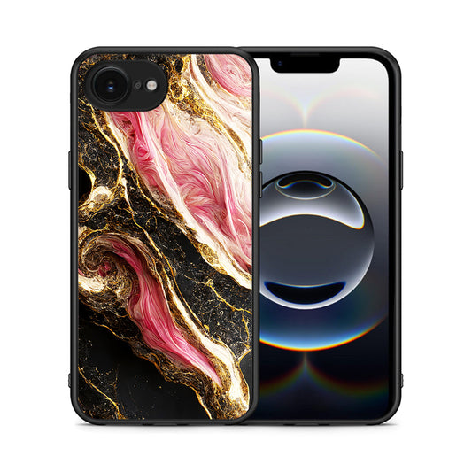 Θήκη iPhone 16e Glamorous Pink Marble από τη Smartfits με σχέδιο στο πίσω μέρος και μαύρο περίβλημα | iPhone 16e Glamorous Pink Marble case with colorful back and black bezels