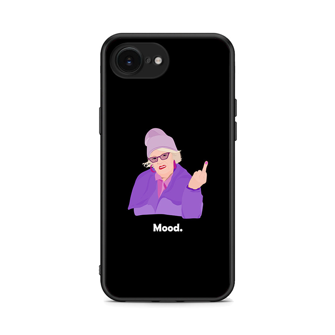 iPhone 16e Grandma Mood Black θήκη από τη Smartfits με σχέδιο στο πίσω μέρος και μαύρο περίβλημα | Smartphone case with colorful back and black bezels by Smartfits