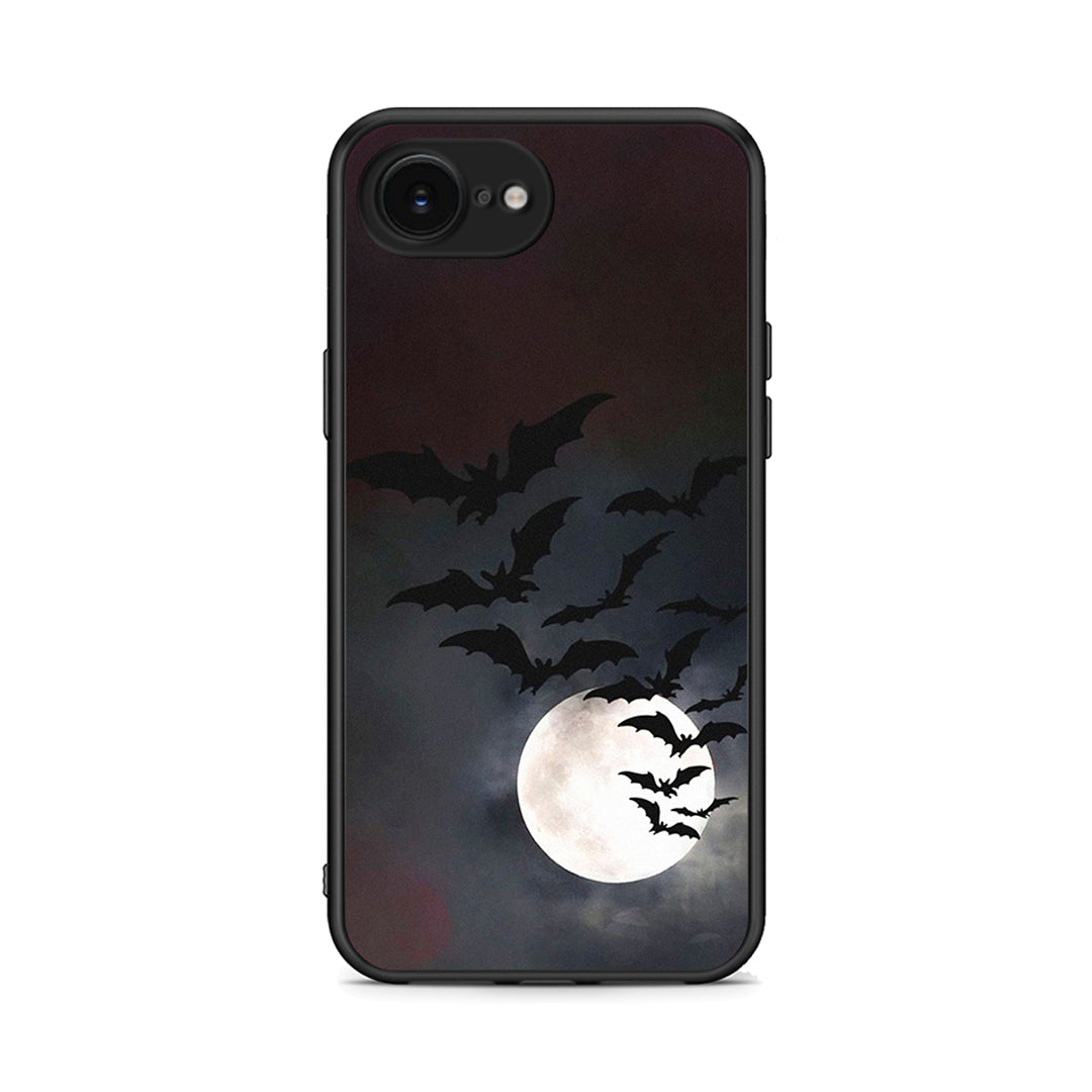iPhone 16e Halloween Bat Night Θήκη από τη Smartfits με σχέδιο στο πίσω μέρος και μαύρο περίβλημα | Smartphone case with colorful back and black bezels by Smartfits