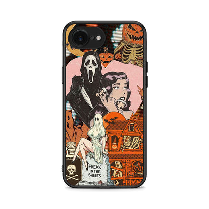 iPhone 16e Halloween Collage Θήκη από τη Smartfits με σχέδιο στο πίσω μέρος και μαύρο περίβλημα | Smartphone case with colorful back and black bezels by Smartfits