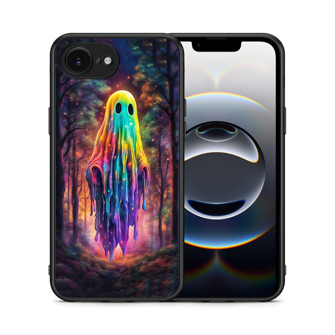 Θήκη iPhone 16e Halloween Ghost από τη Smartfits με σχέδιο στο πίσω μέρος και μαύρο περίβλημα | iPhone 16e Halloween Ghost case with colorful back and black bezels