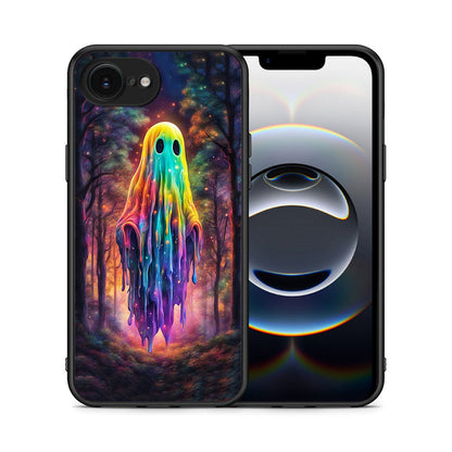 Θήκη iPhone 16e Halloween Ghost από τη Smartfits με σχέδιο στο πίσω μέρος και μαύρο περίβλημα | iPhone 16e Halloween Ghost case with colorful back and black bezels
