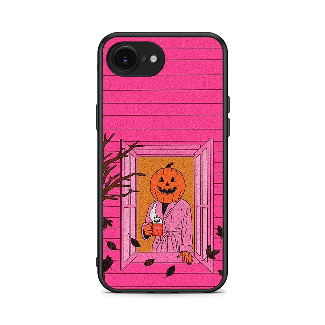 iPhone 16e Halloween Pumpkin Lady Θήκη από τη Smartfits με σχέδιο στο πίσω μέρος και μαύρο περίβλημα | Smartphone case with colorful back and black bezels by Smartfits