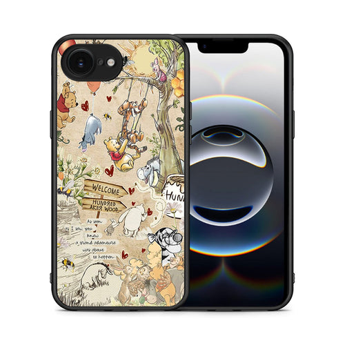 Θήκη iPhone 16e Happy Friends από τη Smartfits με σχέδιο στο πίσω μέρος και μαύρο περίβλημα | iPhone 16e Happy Friends case with colorful back and black bezels