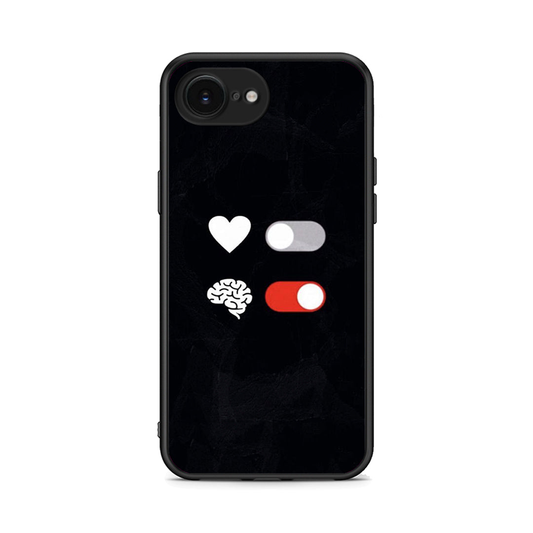 iPhone 16e Heart Vs Brain Θήκη Αγίου Βαλεντίνου από τη Smartfits με σχέδιο στο πίσω μέρος και μαύρο περίβλημα | Smartphone case with colorful back and black bezels by Smartfits