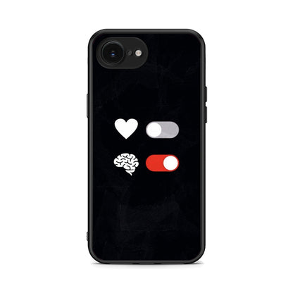 iPhone 16e Heart Vs Brain Θήκη Αγίου Βαλεντίνου από τη Smartfits με σχέδιο στο πίσω μέρος και μαύρο περίβλημα | Smartphone case with colorful back and black bezels by Smartfits