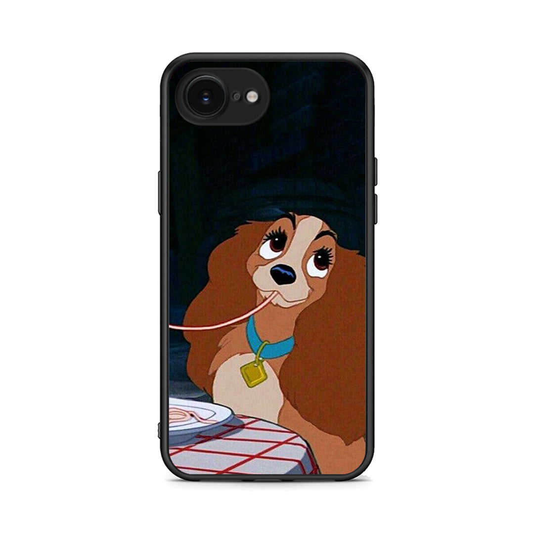 iPhone 16e Lady And Tramp 2 Θήκη Αγίου Βαλεντίνου από τη Smartfits με σχέδιο στο πίσω μέρος και μαύρο περίβλημα | Smartphone case with colorful back and black bezels by Smartfits