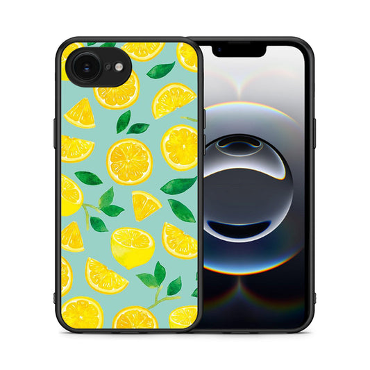 Θήκη iPhone 16e Lemons από τη Smartfits με σχέδιο στο πίσω μέρος και μαύρο περίβλημα | iPhone 16e Lemons case with colorful back and black bezels