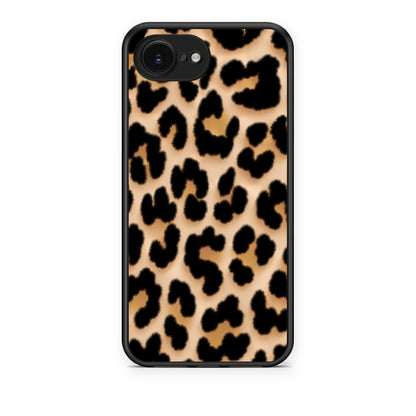 Θήκη iPhone 16e Leopard Print Tan Large από τη Smartfits με σχέδιο στο πίσω μέρος και μαύρο περίβλημα | iPhone 16e Leopard Print Tan Large case with colorful back and black bezels