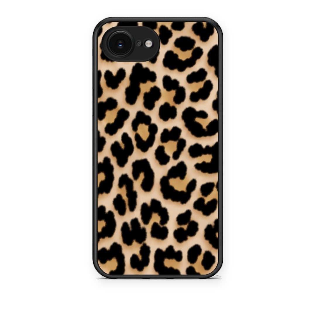 Θήκη iPhone 16e Leopard Print Tan Small από τη Smartfits με σχέδιο στο πίσω μέρος και μαύρο περίβλημα | iPhone 16e Leopard Print Tan Small case with colorful back and black bezels