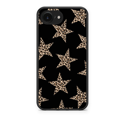 Θήκη iPhone 16e Leopard Stars on Black από τη Smartfits με σχέδιο στο πίσω μέρος και μαύρο περίβλημα | iPhone 16e Leopard Stars on Black case with colorful back and black bezels