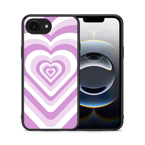 Θήκη iPhone 16e Lilac Hearts από τη Smartfits με σχέδιο στο πίσω μέρος και μαύρο περίβλημα | iPhone 16e Lilac Hearts case with colorful back and black bezels