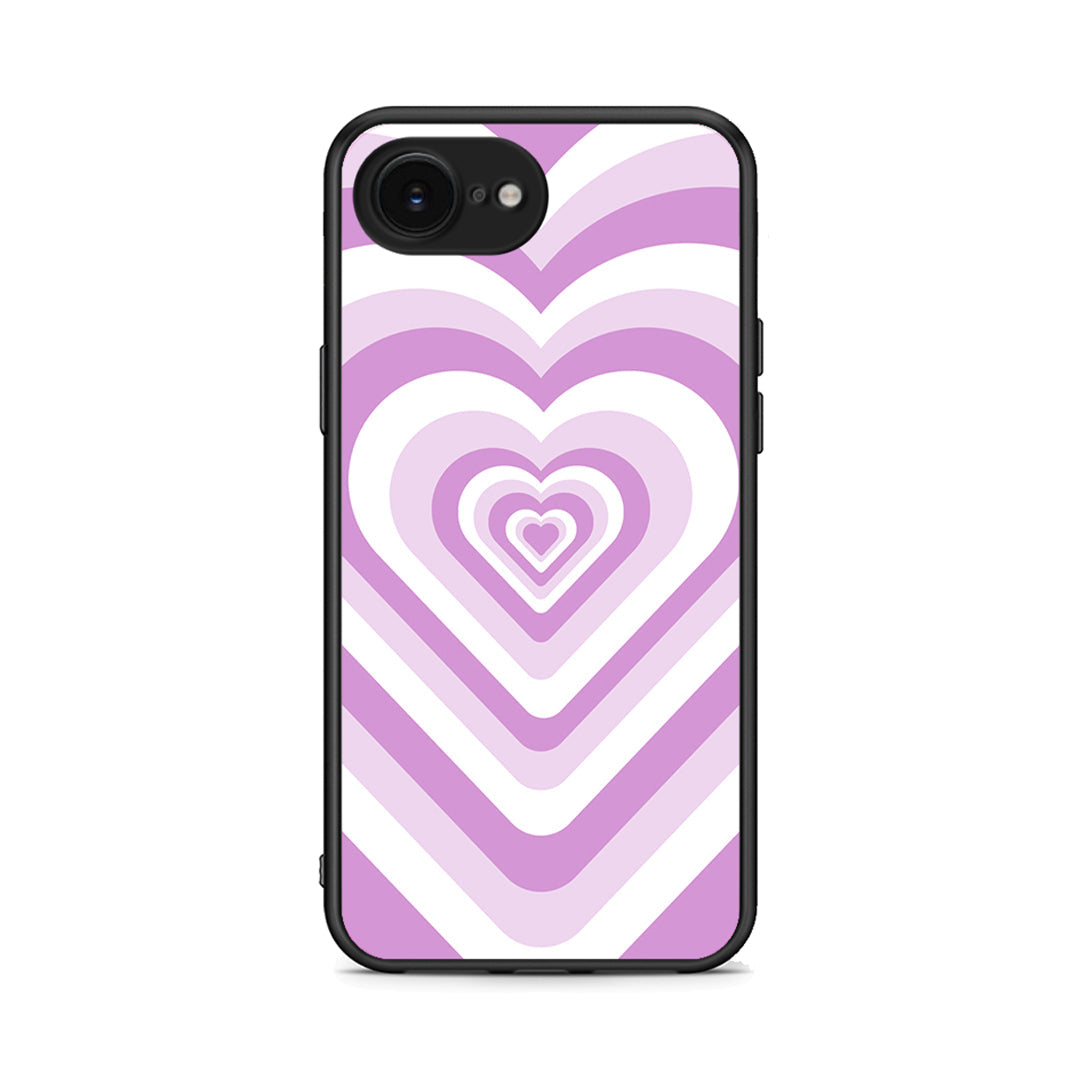 iPhone 16e Lilac Hearts θήκη από τη Smartfits με σχέδιο στο πίσω μέρος και μαύρο περίβλημα | Smartphone case with colorful back and black bezels by Smartfits