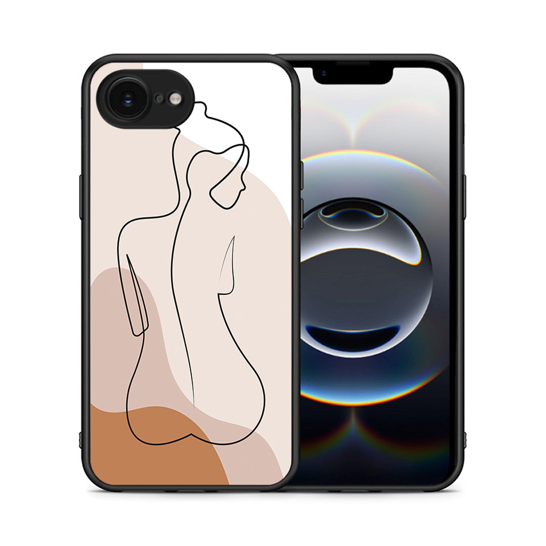 Θήκη iPhone 16e LineArt Woman από τη Smartfits με σχέδιο στο πίσω μέρος και μαύρο περίβλημα | iPhone 16e LineArt Woman case with colorful back and black bezels