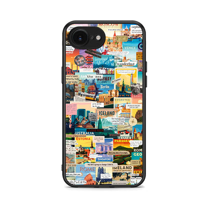 iPhone 16e Live To Travel θήκη από τη Smartfits με σχέδιο στο πίσω μέρος και μαύρο περίβλημα | Smartphone case with colorful back and black bezels by Smartfits