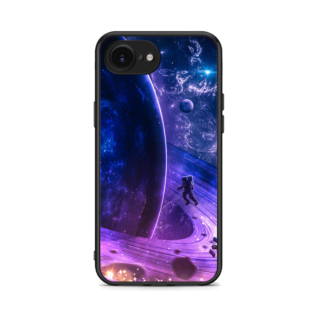 iPhone 16e Lost Astronaut θήκη από τη Smartfits με σχέδιο στο πίσω μέρος και μαύρο περίβλημα | Smartphone case with colorful back and black bezels by Smartfits