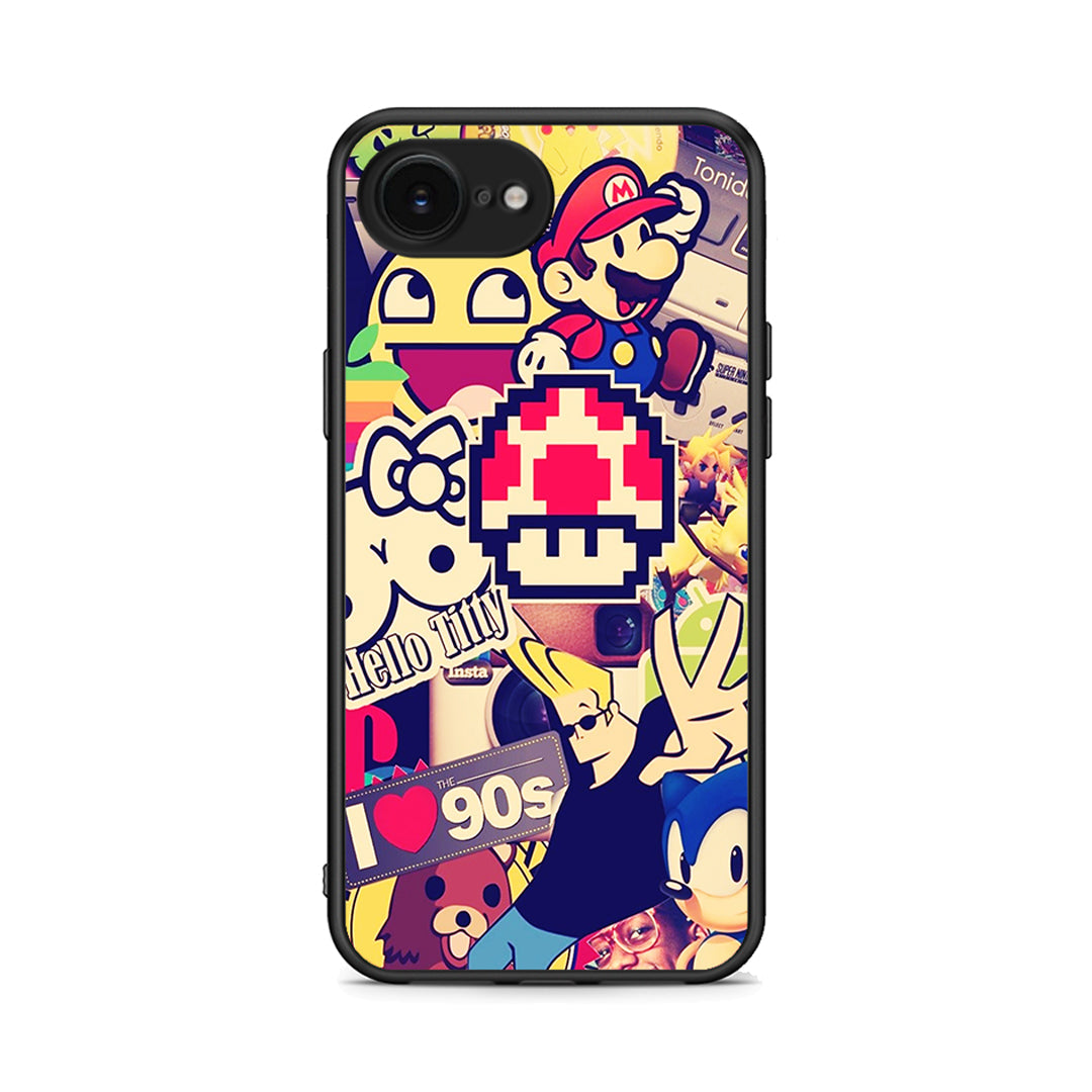 iPhone 16e Love The 90s θήκη από τη Smartfits με σχέδιο στο πίσω μέρος και μαύρο περίβλημα | Smartphone case with colorful back and black bezels by Smartfits
