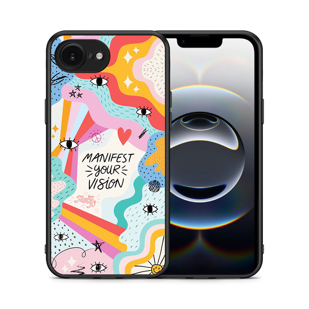 Θήκη iPhone 16e Manifest Your Vision από τη Smartfits με σχέδιο στο πίσω μέρος και μαύρο περίβλημα | iPhone 16e Manifest Your Vision case with colorful back and black bezels