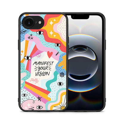 Θήκη iPhone 16e Manifest Your Vision από τη Smartfits με σχέδιο στο πίσω μέρος και μαύρο περίβλημα | iPhone 16e Manifest Your Vision case with colorful back and black bezels