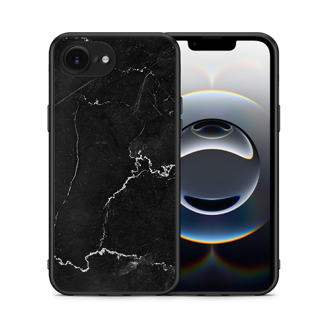 Θήκη iPhone 16e Marble Black από τη Smartfits με σχέδιο στο πίσω μέρος και μαύρο περίβλημα | iPhone 16e Marble Black case with colorful back and black bezels