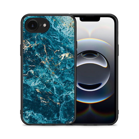 Θήκη iPhone 16e Marble Blue από τη Smartfits με σχέδιο στο πίσω μέρος και μαύρο περίβλημα | iPhone 16e Marble Blue case with colorful back and black bezels