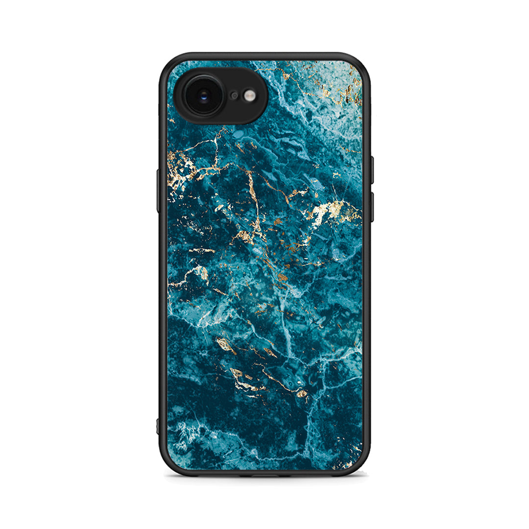 iPhone 16e Marble Blue θήκη από τη Smartfits με σχέδιο στο πίσω μέρος και μαύρο περίβλημα | Smartphone case with colorful back and black bezels by Smartfits