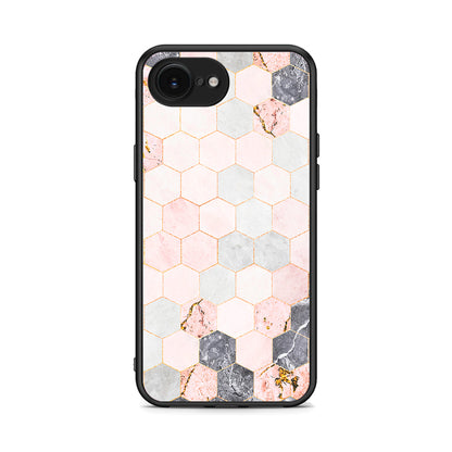 4 - iPhone 16e Hexagon Pink Marble case, cover, bumper