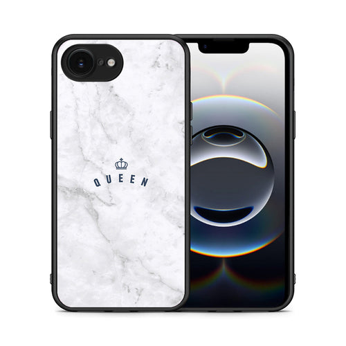 Θήκη iPhone 16e Queen Marble από τη Smartfits με σχέδιο στο πίσω μέρος και μαύρο περίβλημα | iPhone 16e Queen Marble case with colorful back and black bezels