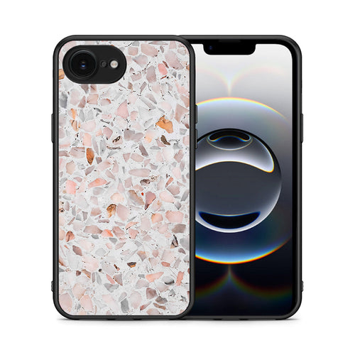Θήκη iPhone 16e Marble Terrazzo από τη Smartfits με σχέδιο στο πίσω μέρος και μαύρο περίβλημα | iPhone 16e Marble Terrazzo case with colorful back and black bezels